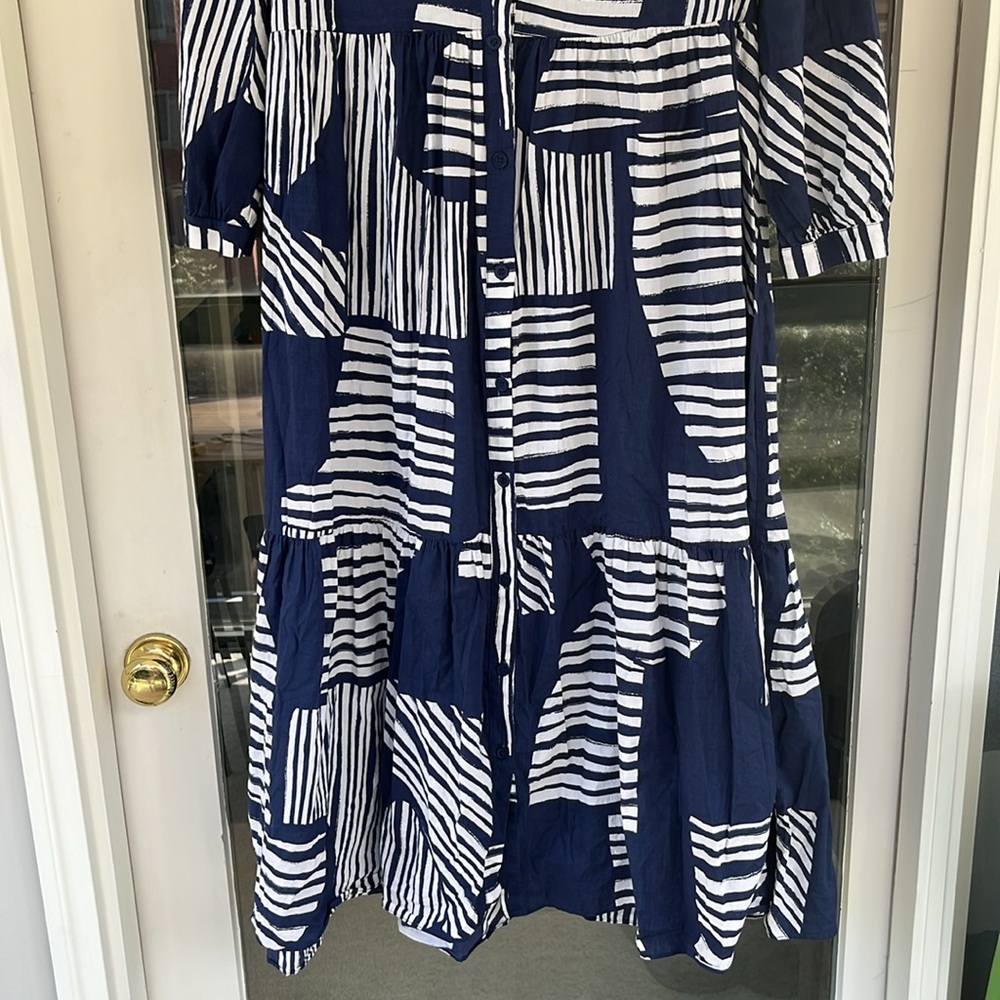 Zara Geometric Lightweight Shirt Midi Dress - Picture 4 of 9
